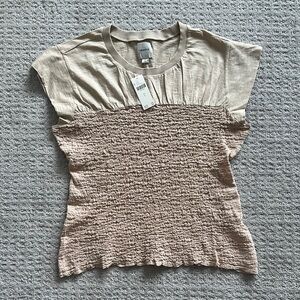 NWT Maeve by Anthropologie tan cap sleeve top